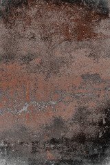 Close-up of dark rusty metal with orange patina and rough surface. Perfect for NFT art, grunge designs, and industrial backgrounds