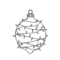 Fototapeta premium Christmas ornament with lights wrapped around it art silhouette
