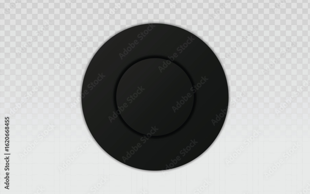 Poster minimalist black circular button design with a subtle 3d effect, ideal for modern user interfaces, c