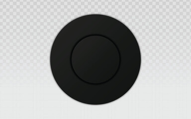 Minimalist black circular button design with a subtle 3D effect, ideal for modern user interfaces, controls, icons, and technology concepts.

