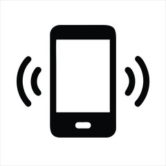 Smartphone Mobile Phone Vibrating or Ringing Flat Vector Icon on White Background