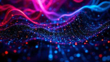 Futuristic Digital Data Waves