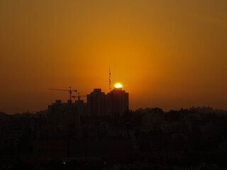 Fototapeta premium sunset over the city