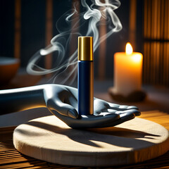 Perfume Rollerball in Stylized Hand with Candle