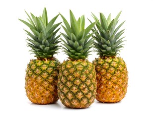 Three pineapples on white background (2)