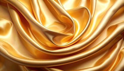 Warm Golden Satin Swirl in Soft Diffused Light with Luxurious Texture and Elegant Flowing Forms