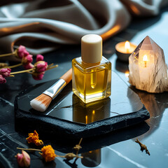Luxury Cosmetic Oil with Crystal and Candle