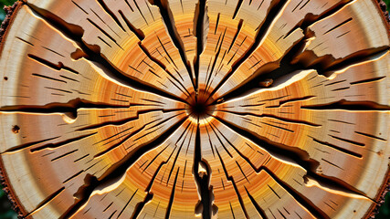 Cracked Wooden Clock Face with Radial Splits
