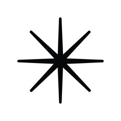 Abstract eight pointed starburst shape silhouette isolated on white background