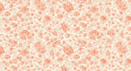Seamless pattern of small pink and orange flowers with leaves