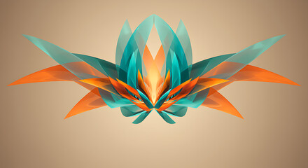 Obraz premium Stunning abstract floral design with vibrant teal and orange hues for modern creative projects