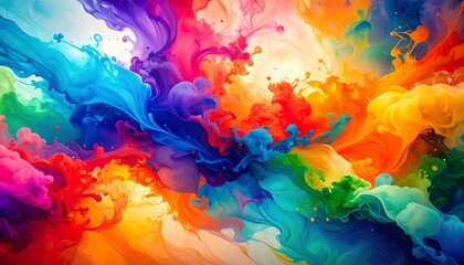 Abstract vibrant colorful ink splatter