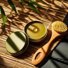 Body Butter and Dry Brush on Bamboo Mat