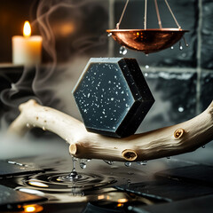 Artisanal Charcoal Soap Balanced on Driftwood
