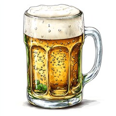 Illustration of a frothy beer mug filled with bubbles.
