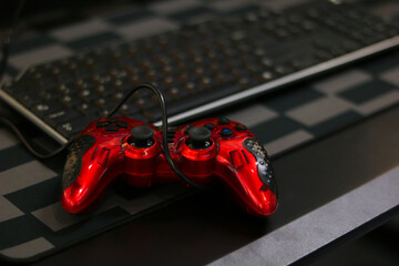 Red Gaming Controller on Keyboard ikea