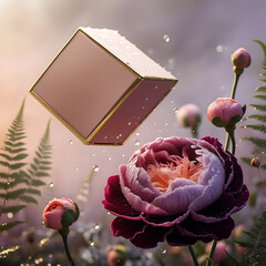 Pink Cosmetic Box Floating with Peony Flower