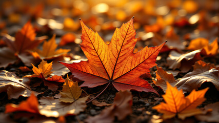 Beautiful Autumn Leaf on the Ground