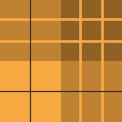 A grid of brown and orange squares creates a plaid-like pattern. The composition features varying shades and intersecting lines that form a geometric design.