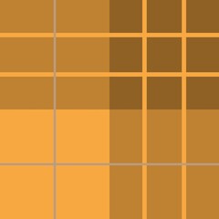 A geometric pattern features a series of overlapping diamond shapes in shades of orange and brown, creating a plaid-like design. 