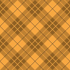 Geometric patterns form a design with intersecting diagonal lines and square shapes in shades of orange and brown. Repeating motif creates a plaid-like effect, adding depth to the visual arrangement.