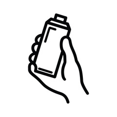 Hand Holding Spray Can Vector Illustration: Detailed Line Art of a Hand Holding a Spray Can, Isolated on Transparent Background, Perfect for Graffiti and Street Art Projects