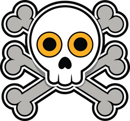 Halloween Skull and Crossbones – Clean Flat Vector Style
