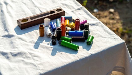 Colorful Craft Materials on a Table Under Natural Light for Creative Projects and DIY Enthusiasm