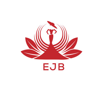 EJB Letter Logo. EJB Fashion Logo with Elegant Woman Silhouette, Hat, and Leaf Motif  Boutique, Beauty, or Event Branding Design.
