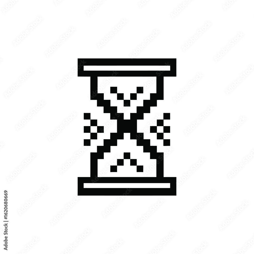 Poster a pixelated hourglass symbolizing the passage of time a retro-style sand timer icon representing dea