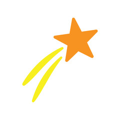 Obraz premium Minimalist Shooting Star Icon with Bold Yellow Trails on White Background
