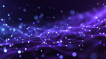 Obraz premium Abstract digital network background featuring glowing dots and lines with depth of field, representing interconnectedness and technology