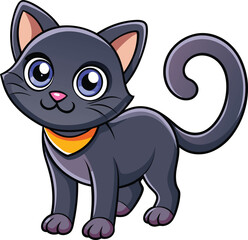 Halloween Black Cat with Arched Back – Bold Flat Vector