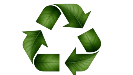 Recycling Symbol Made of Green Leaves Isolated on White for Eco-Friendly Concept