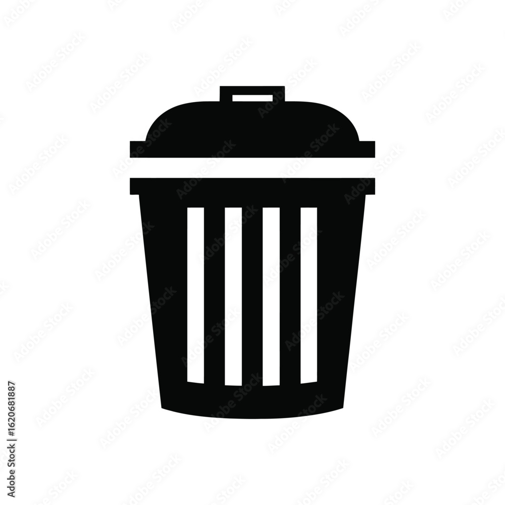Poster black trash can icon on transparent background a simple and modern vector illustration of a garbage 