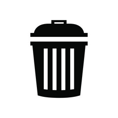 Black Trash Can Icon on Transparent Background A Simple and Modern Vector Illustration of a Garbage Bin Symbol for Design Projects and User Interfaces