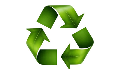 Recycling Symbol Made of Green Leaves Isolated on White for Eco-Friendly Concept
