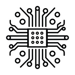 Circuit Board Icon on Transparent Background A Detailed Vector Illustration of a Microchip for Technology, Electronics, and Computer Science Projects