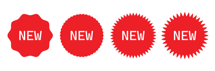 New red starburst sticker .Vector illustration. EPS 10 .