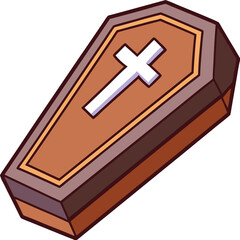 Halloween Coffin with Cross – Bold Clean Flat Vector