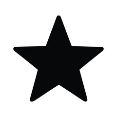 A simple black five pointed star shape silhouette isolated on white background