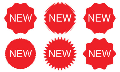 New red starburst sticker .Vector illustration. EPS 10 .