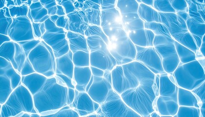 Abstract Blue Water Surface with Sun Glow and Caustic Light Reflections