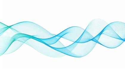 Abstract Blue Wave Motion Design on White Background Digital Art