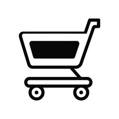 Shopping Cart Icon Vector Illustration: Simple Black Design for E-commerce, Retail, and Online Shopping, Isolated on Transparent Background for Easy Integration