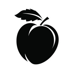 Apple Fruit Icon Vector Illustration: Simple Black Silhouette Design for Healthy Eating, Nutrition, and Food Concepts, Isolated on Transparent Background