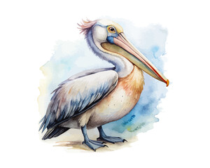 watercolor Pelican vector illustration isolated on white background