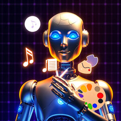 Closeup of robot with metallic skin representing generative AI and intelligent automation  