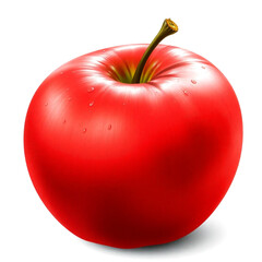 Highly detailed illustration of a vibrant red apple with realistic texture and glossy skin  