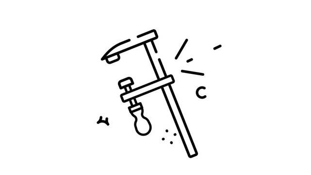 Hand-drawn clamp tool illustration in a minimalist style, perfect for design projects